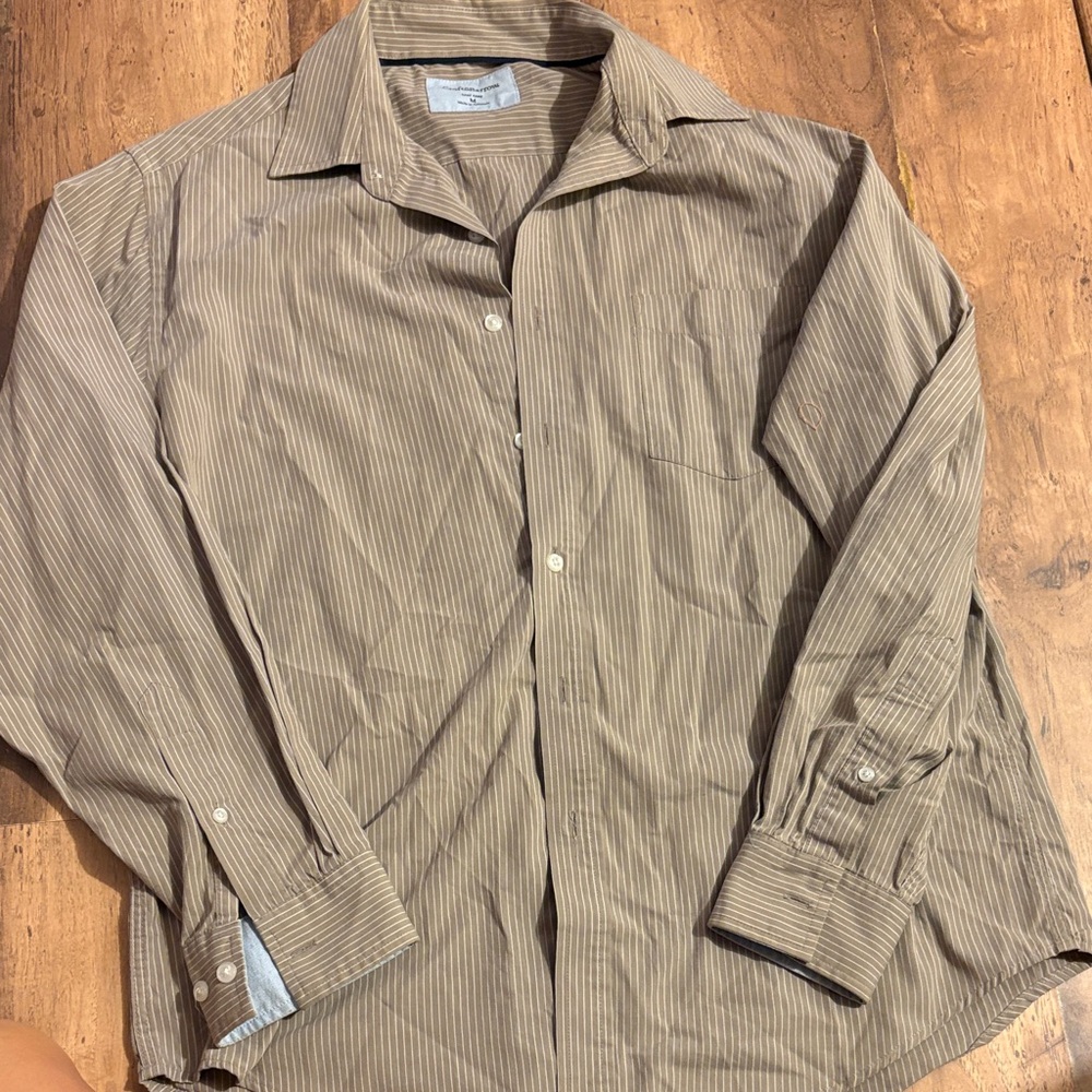 Croft & Barrow Tan and Black Striped Shirt